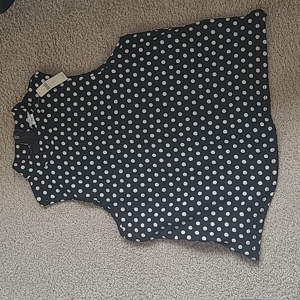 NWT - Anthropologie, Mock Neck Polka Dot Zip Tank L
